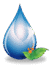 Logo représentant mon activité de thérapeute. Elle représente une goutte-d'eau bleu pour la pureté, des feuilles vertes pour sur rôle sur la santé environnemental et des bulles oranges qui s'en échappent pour représenter la santé humaine et sa vitalité.